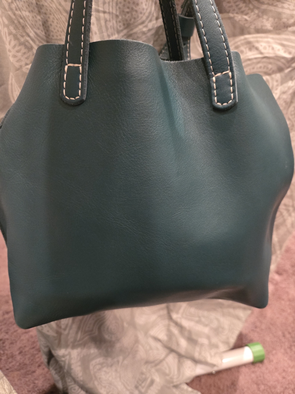 Portland Leather Teal Crossbody Medium Tote Bag. Like New. - Picture 6 of 14
